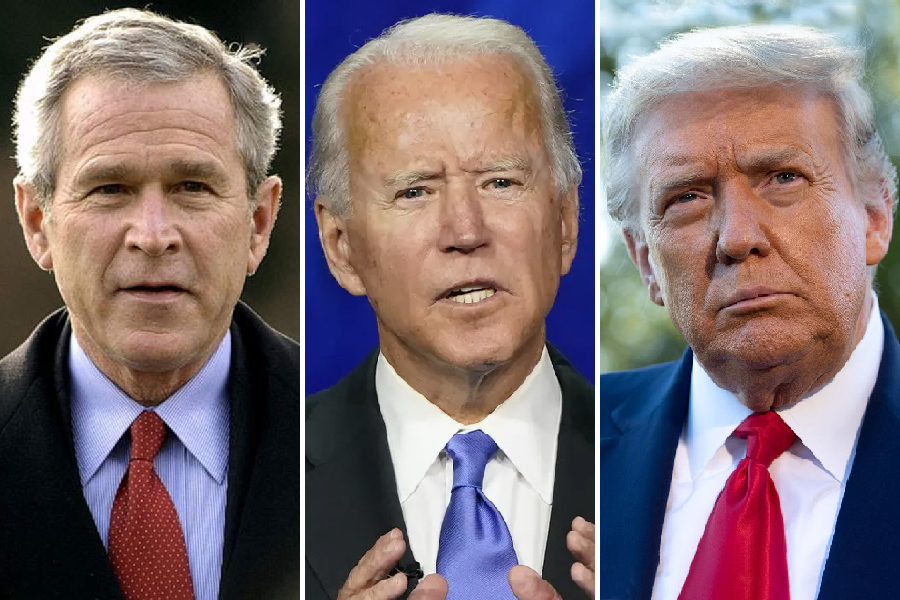 US Presidents George Bush, Donald Trump, Joe Biden together