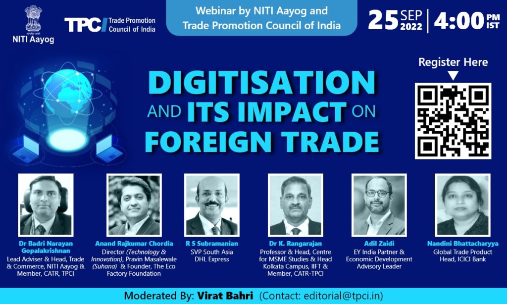 Webinar on Digitisation and its impact on foreign trade by NITI ayog and TPCI